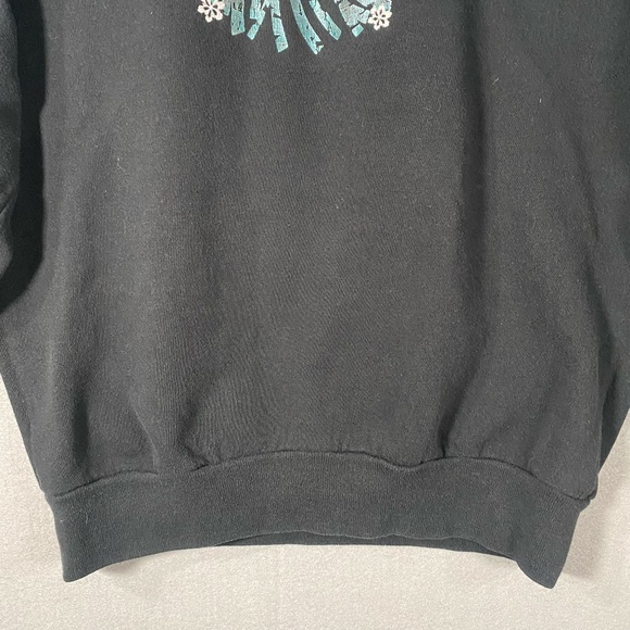 Vintage Jerzees Holiday Christmas Wreath Sweatshirt Black Green USA Size Large - Picture 3 of 8